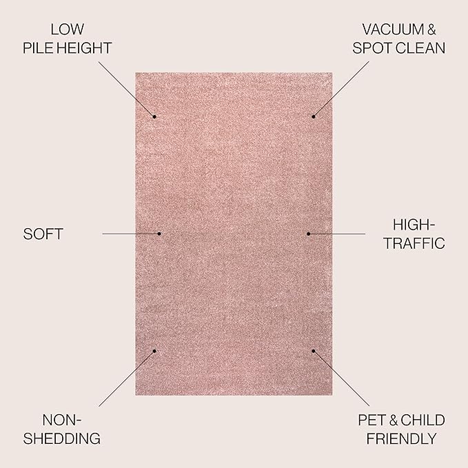 JONATHAN Y Haze Solid Low-Pile Pink Indoor Area Rug 10x14, Coastal,Bohemian,Minimalist,Classic, Easy-Cleaning for Living Room,Bedroom,Kitchen,Pet Friendly,Non-Shedding (SEU100P-14)
