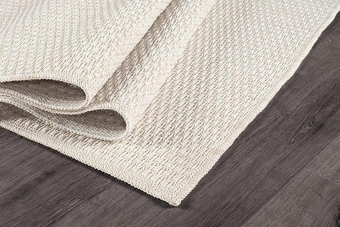 Easy Jute Rugs 2x7 White Color Living Room Indoor Outdoor Runner Rug for Farmhouse Patio and Kitchen Rug High Traffic Washable Easy to Clean Solid Boho Woven Design Outside Carpet (2 x 7)