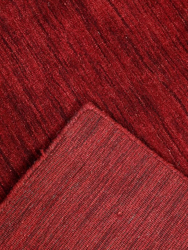 Rugsotic Carpets Hand Knotted Loom Wool ECO-Friendly Area Rugs - 3'x5', Rectangle, Red Color, Solid Plain Design, High Pile Thick Handmade Anti Skid Area Rugs for Living Room, Bed Room (L00111)