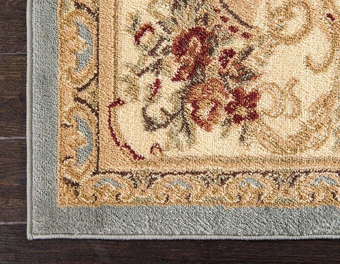 Unique Loom Versailles Collection Traditional Classic Floral Motif Area Rug (8' 0 x 11' 4 Rectangular, Slate Blue/ Ivory)
