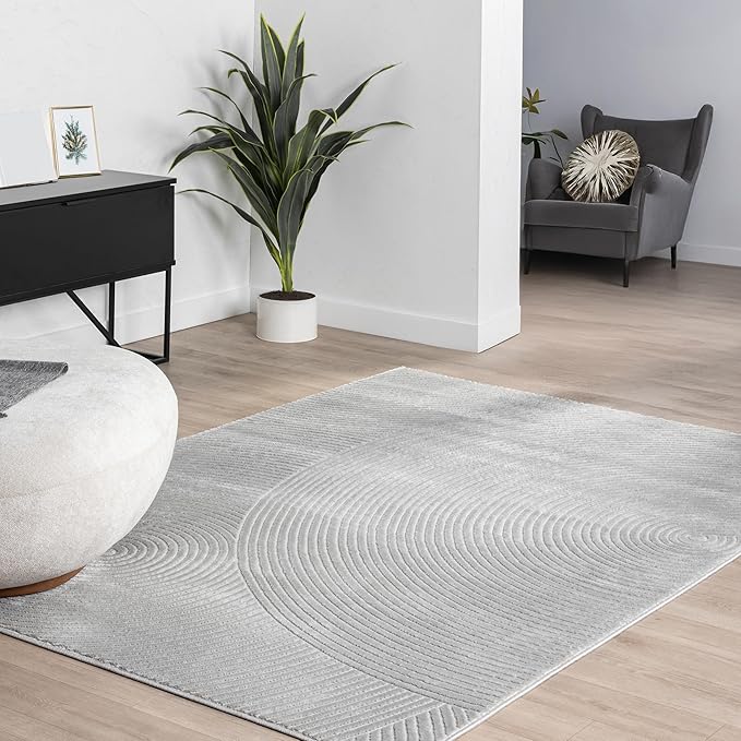 Abani Grey Area Rug for Living Room, Bedroom - Zen Reiki Pattern- 8' x 10' -Durable & Easy to Clean