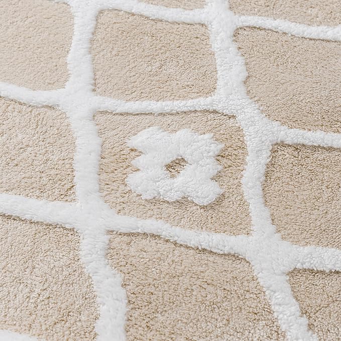 Ivory 5x7 Area Rug Moroccan Shag Living Room Washable Carpet Soft Non Shedding Neutral Boho Plush Pile Modern Large Throw Rug for Kitchen Dining Room Bedroom Office