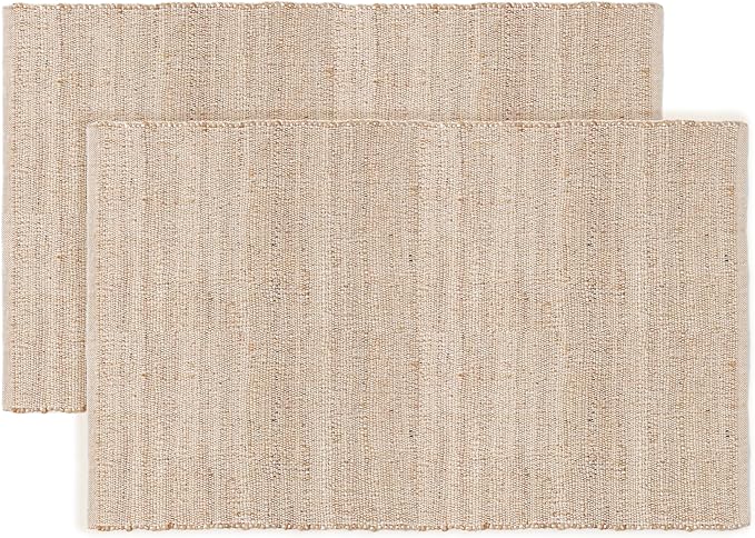 REDEARTH · Jute Cotton Area Rug - 4'x6' Rectangular Rug, Sustainable Handwoven, Non-Shedding, Soft & Durable – Reversible, Neutral Tones for Home Décor in Living Room, Dining Room, Bedroom, Set of 2