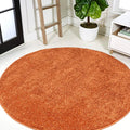 JONATHAN Y Haze Solid Low-Pile Orange 8' Round Indoor Area Rug, Coastal,Bohemian,Minimalist,Classic, Easy-Cleaning for Living Room,Bedroom,Kitchen,Pet Friendly,Non-Shedding (SEU100M-8R)