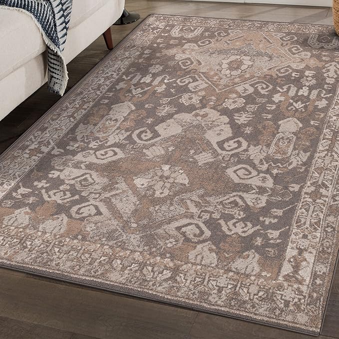 LUXE WEAVERS Moroccan Floral Beige 8x10 Area Rug for Living Room