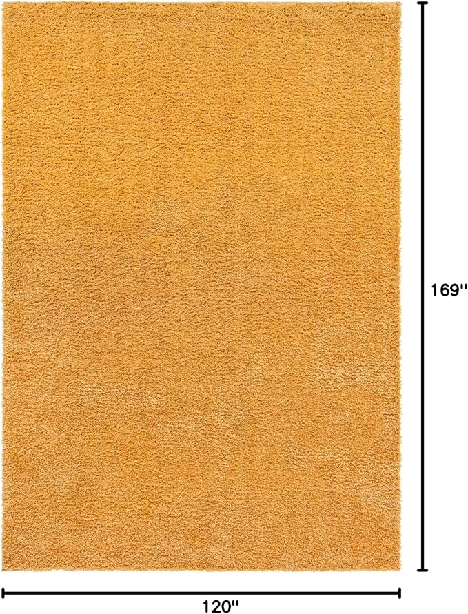 Unique Loom Davos Shag Collection Area Rug - Solid (10' x 14' 1" Rectangle, Sun Yellow)