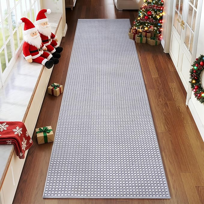 Boho 2x8 ft Runners for Hallways Extra Long Woven Washable Kitchen Runner Mat Rugs Non Slip, Soft Entryway Laundry Hall Floor Runner Carpet for Indoor Backdoor Bedroom Hallway Living Room, Gray