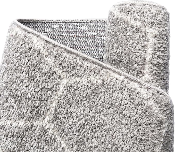 Unique Loom Trellis Frieze Collection Area Rug - Geometric (3' x 5' Oval, Light Gray/ Ivory)