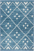 Dash and Albert Kota Machine Washable Area Rug - Runner - 2.5' x 8' Indigo - Diamond Accent Rug - Anti-Slip Backing, Lightweight, Machine Washable, High Traffic Areas Kitchen, Mudroom, Laundry Room
