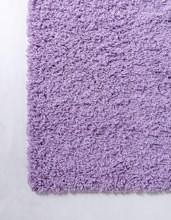 Unique Loom Solid Shag Collection Area Rug (9' x 12' 2" Rectangle Lilac)