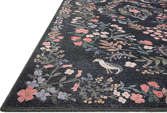 Loloi Rifle Paper Co. Maison Collection MAO-04 Tuileries Black 2'-6" x 9'-6", .19" Pile Height, Runner Rug