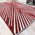 Alfa Rich 7x10 Geometric Red Burgundy Off White Washable Area Rugs for Living Room Bedroom Rug