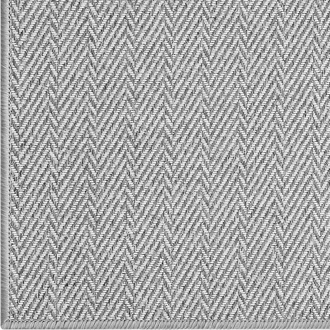 LUMI Ultra Thin Indoor Door Mat for Entrance 32"x48", Non Slip Entryway Mat, Low Profile Doormat, Unique Herringbone Design Carpet for Inside, Patio, Porch, Gray