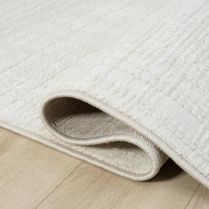 Abani Cream Area Rug - Living Room & Bedroom - Textured Weave Design - Indoor Use - Easy to Clean, Stain Resistant, Non-Shedding - Neutral Collection (8'11" x 12')
