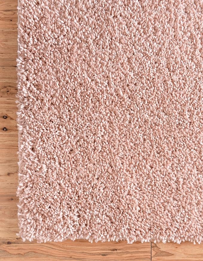 Unique Loom Davos Shag Collection Area Rug - Solid (2' 2" x 8' Runner, Dusty Rose)