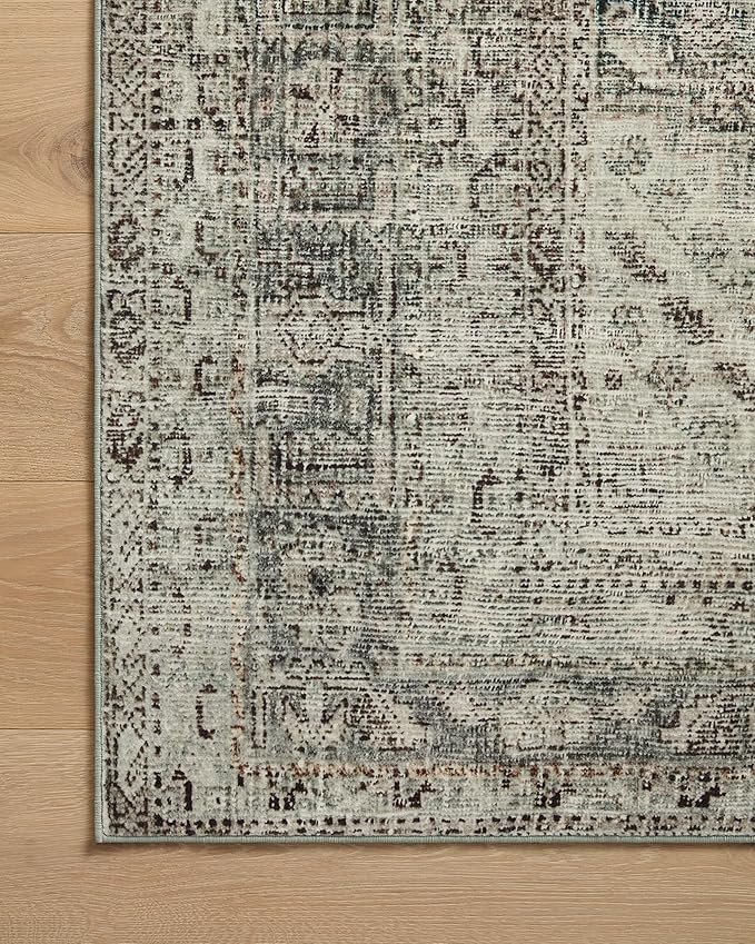 Loloi Magnolia Home by Joanna Gaines Sinclair Collection SIN-04 Natural/Sage 2'-3" x 11'-6", .25" Pile Height, Machine Washable, Runner Rug