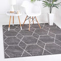 Unique Loom Trellis Frieze Collection Area Rug - Geometric (5' Square, Dark Gray/ Ivory)