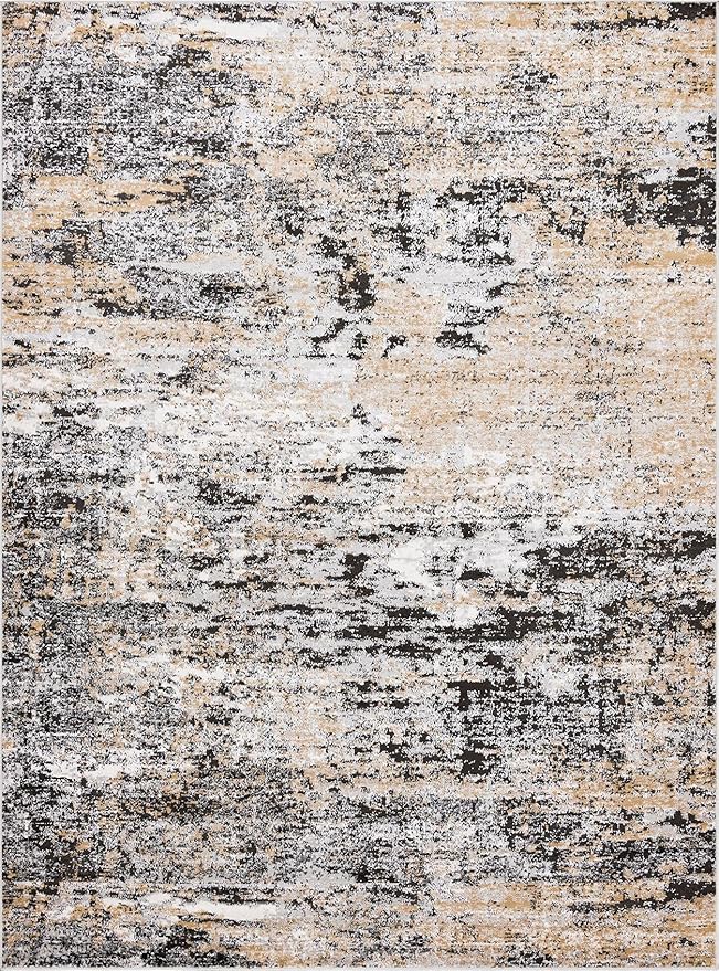 Rugs.com Leipzig Collection Area Rug – 8X11 Beige Low-Pile Rug Perfect for Living Rooms, Large Dining Rooms, Open Floorplans