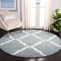SAFAVIEH Dallas Shag Collection Area Rug - 4' Round, Seafoam & Ivory, Trellis Design, Non-Shedding & Easy Care, 1.5-inch Thick Ideal for High Traffic Areas in Living Room, Bedroom (SGD257C)