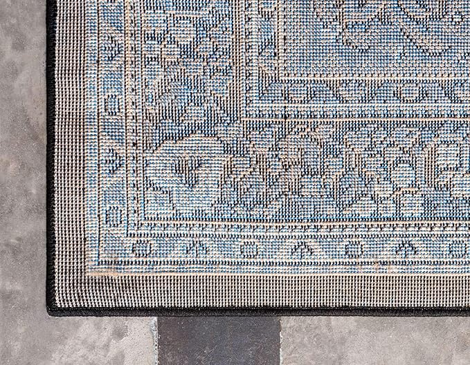 Unique Loom Reza Collection Traditional Persian Style Area Rug, Rectangular 5' 0" x 8' 0", Black/Beige