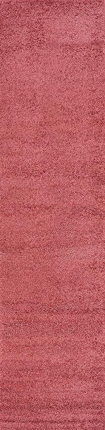 Eyely UES100E-210 Supersoft Haze Solid Low-Pile Indoor Runner Rug Casual;Contemporary;Solid;Traditional, Bedroom, Kitchen, Living Room, Easy-Cleaning, Non-Shedding, 2 X 10, Red
