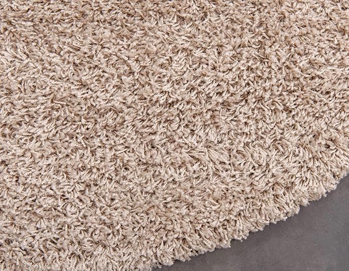 Unique Loom Solid Shag Collection Area Rug (7' 10" Round, Taupe)