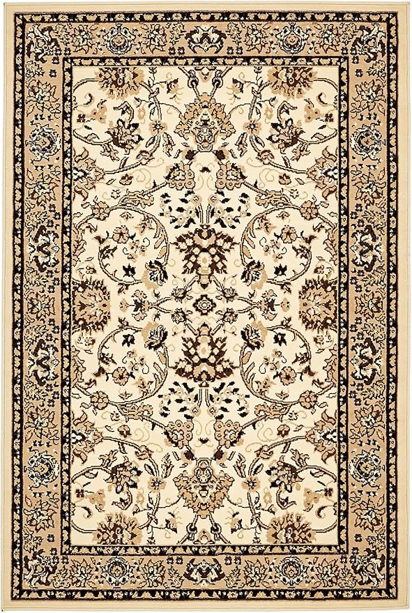 Unique Loom Sialk Hill Collection Area Rug - Washington (4' 1" x 6' 1" Rectangle Ivory/Black)