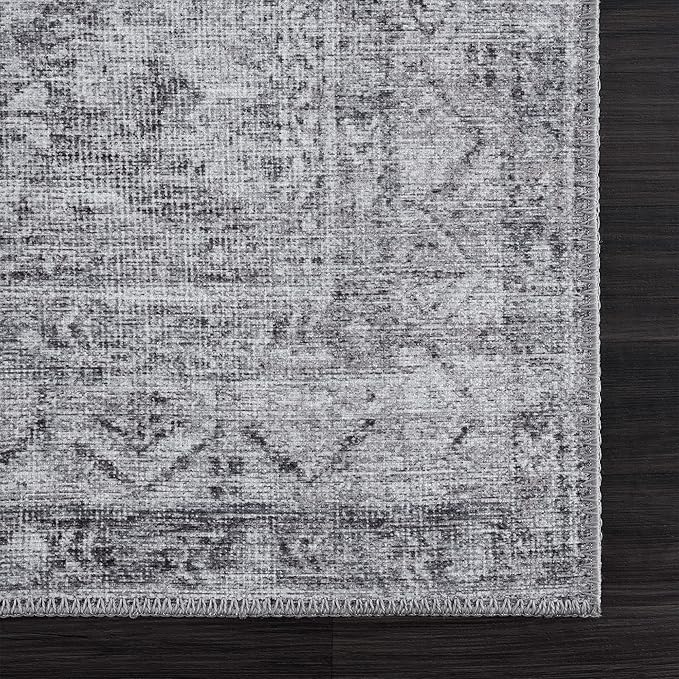 Bloom Rugs Washable 10 ft Runner - Ivory/Silver Gray Traditional Runner for Entryway, Hallway, Bathroom, and Kitchen - Exact Size: 2.5' x 10'