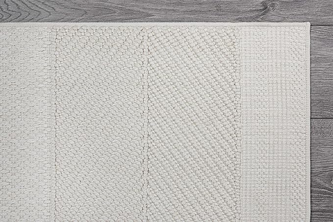 Beverly Rug Micro Loop Large Area Rug White 9x12 Modern Luxury Boho Geometric Durable Indoor Area Rugs for Living Dining Room Office Stain Resistant Non Shedding Casual Indoor Carpet White 9 x 12