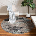 Unique Loom Trellis Frieze Collection Area Rug - Geometric (3' Round, Blue Multi/ Ivory)