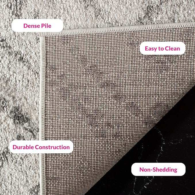 SAFAVIEH Adirondack Collection Area Rug - 12' Square, Light Grey & Grey, Modern Diamond Distressed Design, Non-Shedding & Easy Care, Ideal for High Traffic Areas in Living Room, Bedroom (ADR131C)
