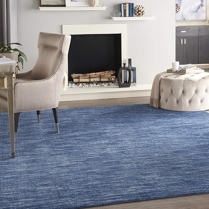 Nourison Home Nourison Essentials Navy Blue 9' x 12' Area Rug - Easy Clean, Non Shedding, Bed Room, Living Room, Dining Room, Kitchen (9' x 12')