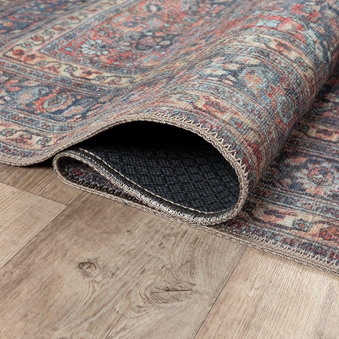 Bloom Rugs Washable Non-Slip 2' x 3' Rug - Multicolor Traditional Medallion Area Rug for Living Room, Bedroom, Dining Room, and Kitchen - Exact Size: 2' x 3'