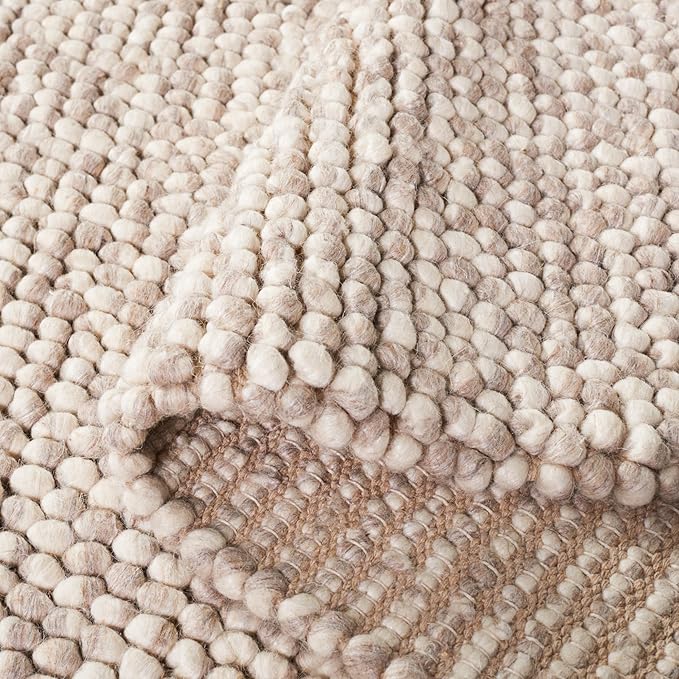 SAFAVIEH Natura Collection Area Rug - 3' Round, Beige, Handmade Wool Blend, Textured Design, Ideal for Living Room, Bedroom, Dining Space (NAT620B)