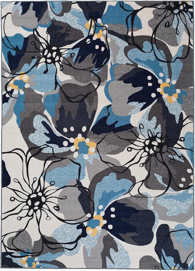 Rugshop Gray Large Floral Non-Slip Area Rug Fade Resistant for Living Room, Dining Room and Large Spaces, 12' x 15'