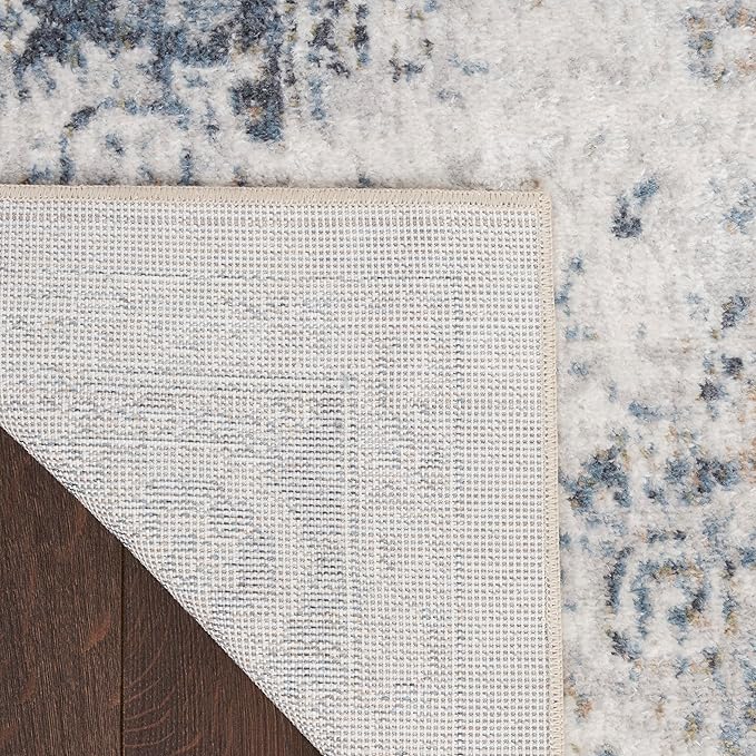 Nourison Home Astra Machine Washable Ivory Blue 2'2" x 8' Area Rug - Easy Clean, Non Shedding, Bed Room, Living Room, Dining Room, Kitchen (8' Runner)