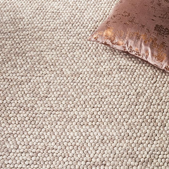 SAFAVIEH Natura Collection Area Rug - 3' Round, Beige, Handmade Wool Blend, Textured Design, Ideal for Living Room, Bedroom, Dining Space (NAT620B)