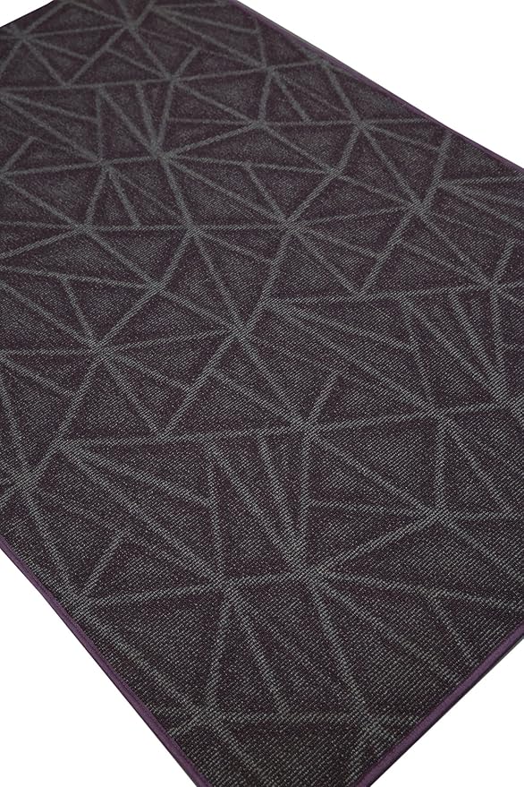 Furnish my Place Geometrical Pattern Indoor/Outdoor Refine Purple Rug, Abstract Area Rug, Doorway Mat, Contemporary Rug for Living Room, Entryway, Made in USA - 3' x 5' Oval
