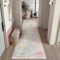Floral Runner Rug 3x10 Washable Hallway Pink Bedroom Non Slip Cute Long Kitchen Carpet Botanical Indoor Soft Accent Rug for Bathroom Dining Laundry Living Room