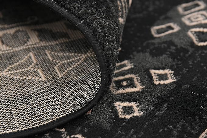 Unique Loom Taftan Collection Border Geometric Tribal Inspired Design Area Rug (8' 0 x 8' 0 Square, Black/ Gray)