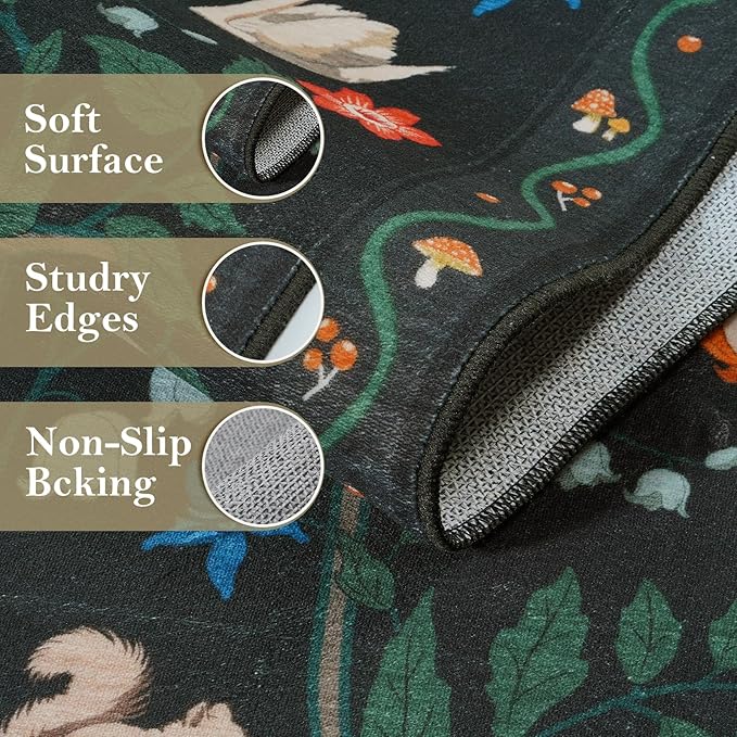 Collive 2x3 Small Entryway Rug, Jungle Animal Washable Kitchen Rugs Soft Non Slip Bathroom Mats, Ultra-Thin Door Mat Indoor Entrance Black Stain Resistant Throw Carpet for Bedroom Entrance