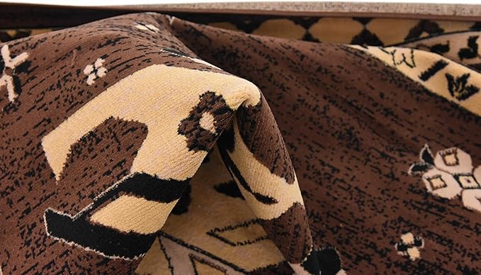 Unique Loom Taftan Collection Border Geometric Tribal Inspired Design Area Rug (8' 0 x 8' 0 Square, Brown/ Tan)