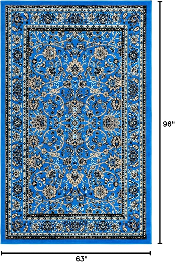 Unique Loom Sialk Hill Collection Area Rug - Washington (5' 3" x 8' Rectangle Dark Blue/Black)