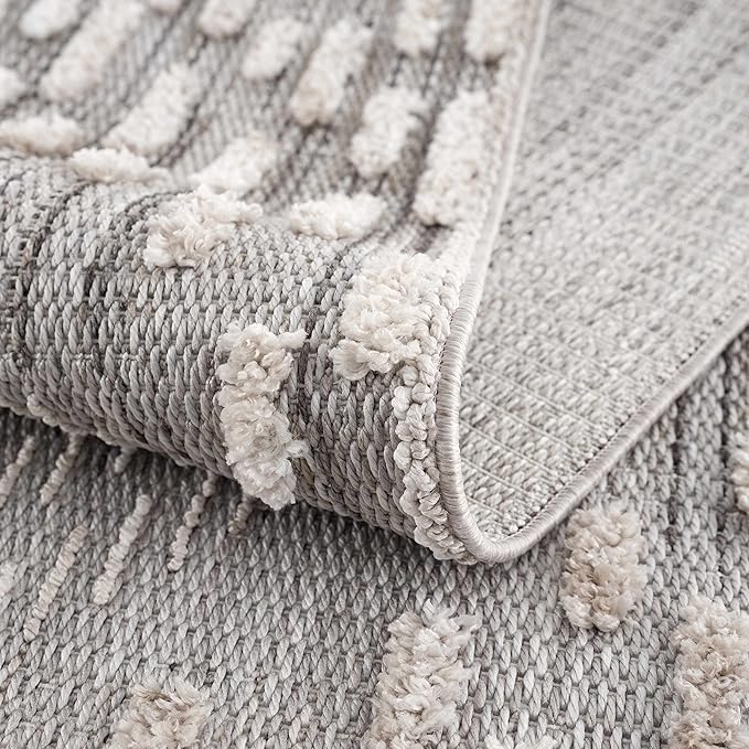 Hauteloom Poydras Farmhouse Living Room Bedroom Modern Moroccan Area Rug - Soft Shaggy High Low Carpet - High Pile - Bohemian, Boho - Gray, Beige, Cream - 9'2" x 12'