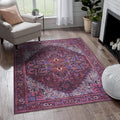 Fame Rugs Turkish Rug. Washable Vintage Oriental Antique Inspired Traditional Doormat Small Modern Area Rugs Luxury Entryway Entry Bedroom Bathroom Kitchen (398RR, 2'5 x 13'1)