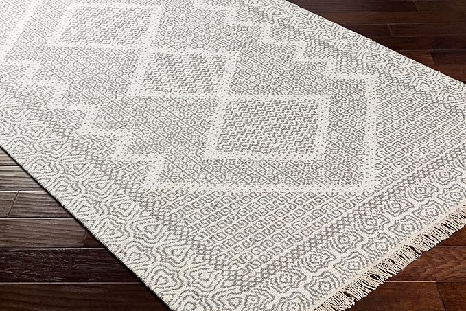 Mark&Day Wool Rugs, 5x7 Nishnabotny Cottage Light Gray Area Rug, Grey Beige Carpet for Living Room, Bedroom or Kitchen (5' x 7'6")