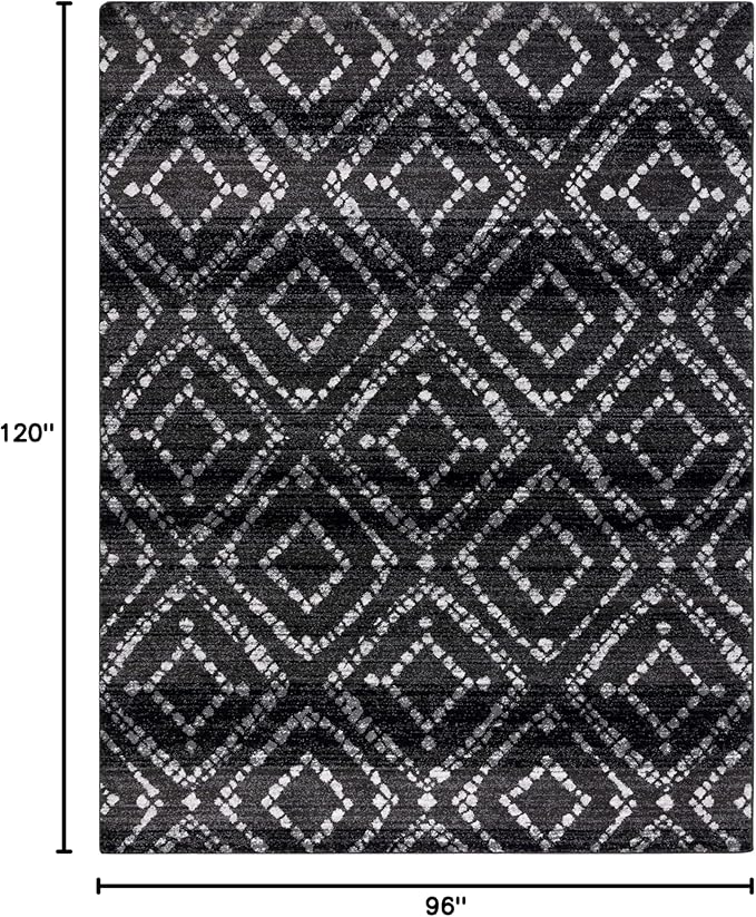 SAFAVIEH Area Rug 8x10 - Adirondack Collection - Large - Black & Ivory, Geometric Trellis Pattern, Non-Shedding & Easy Cleaning, Ideal for Living Room, Bedroom, Office, Dining Space (ADR131A)