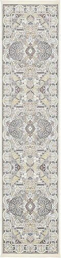 Unique Loom Narenj Collection Classic Traditional Medallion Textured Design Area Rug, 3 x 13 ft, Ivory/Tan