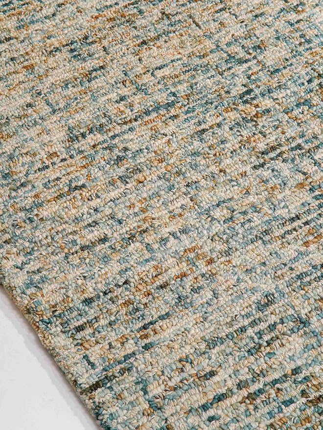 Hand Tufted Wool ECO-Friendly Area Rugs - 5'x8', Rectangle Shape, Blue & Beige, Solid Plain Design, High Pile Thick Handmade Area Rugs for Living Room, Bed Room (KWC111)