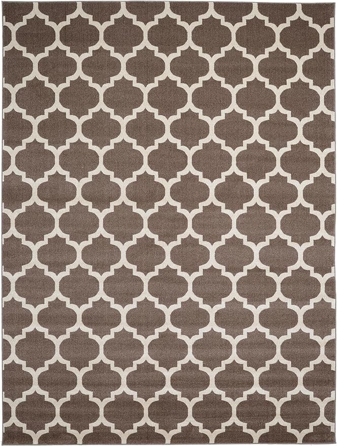 Rugs.com Lattice Collection Rug – 9' x 12' Brown Medium Rug Perfect for Living Rooms, Large Dining Rooms, Open Floorplans